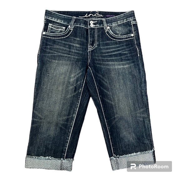Inc denim capri jeans with rhinestone studded design - Picture 1 of 12